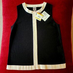Anne Klein Women's Sleeveless Black & Cream Top - Size M   NWT